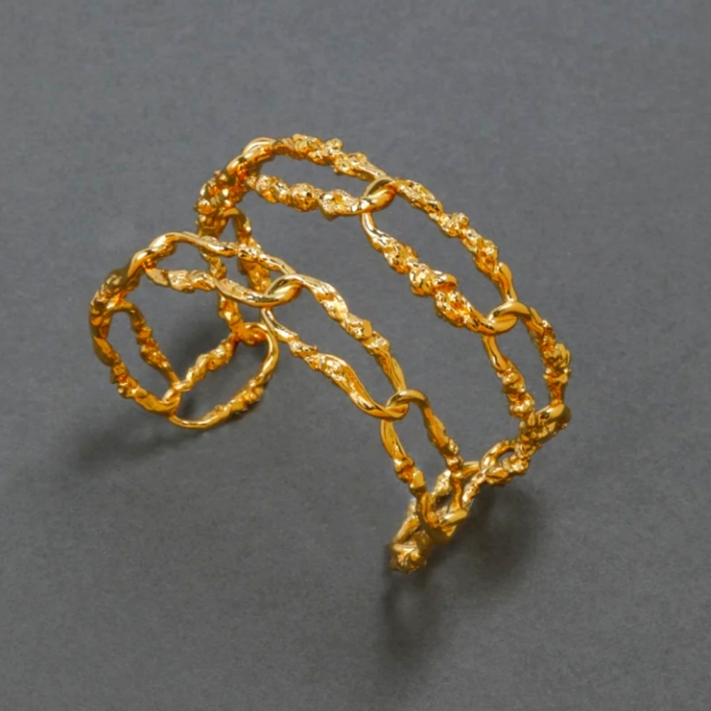 ALEXIS BITTAR Brut Link Double Cuff Bracelet *New*